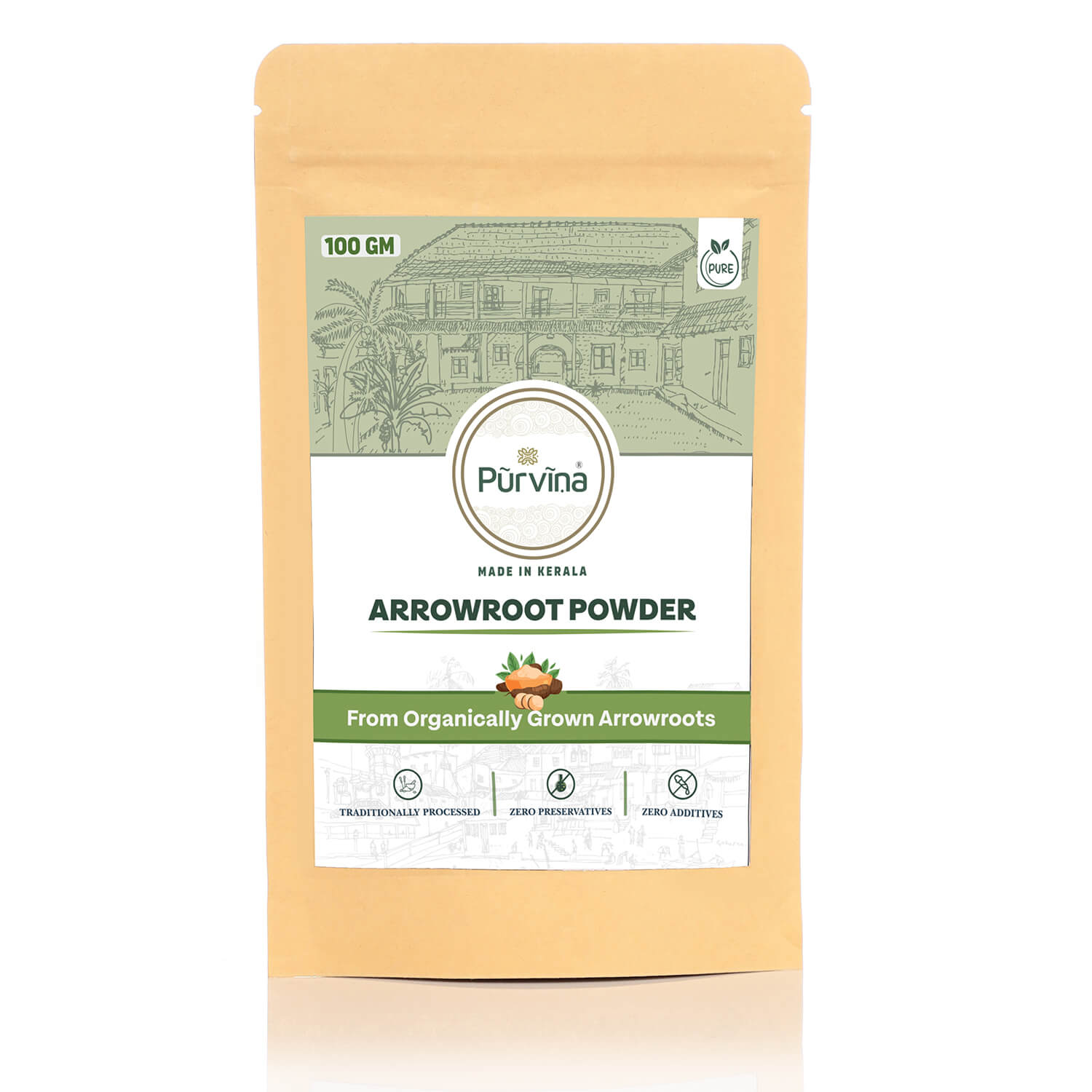 Pūrvīṇa Pure Arrowroot Powder (Koova podi) from Organically Grown Arrowroots