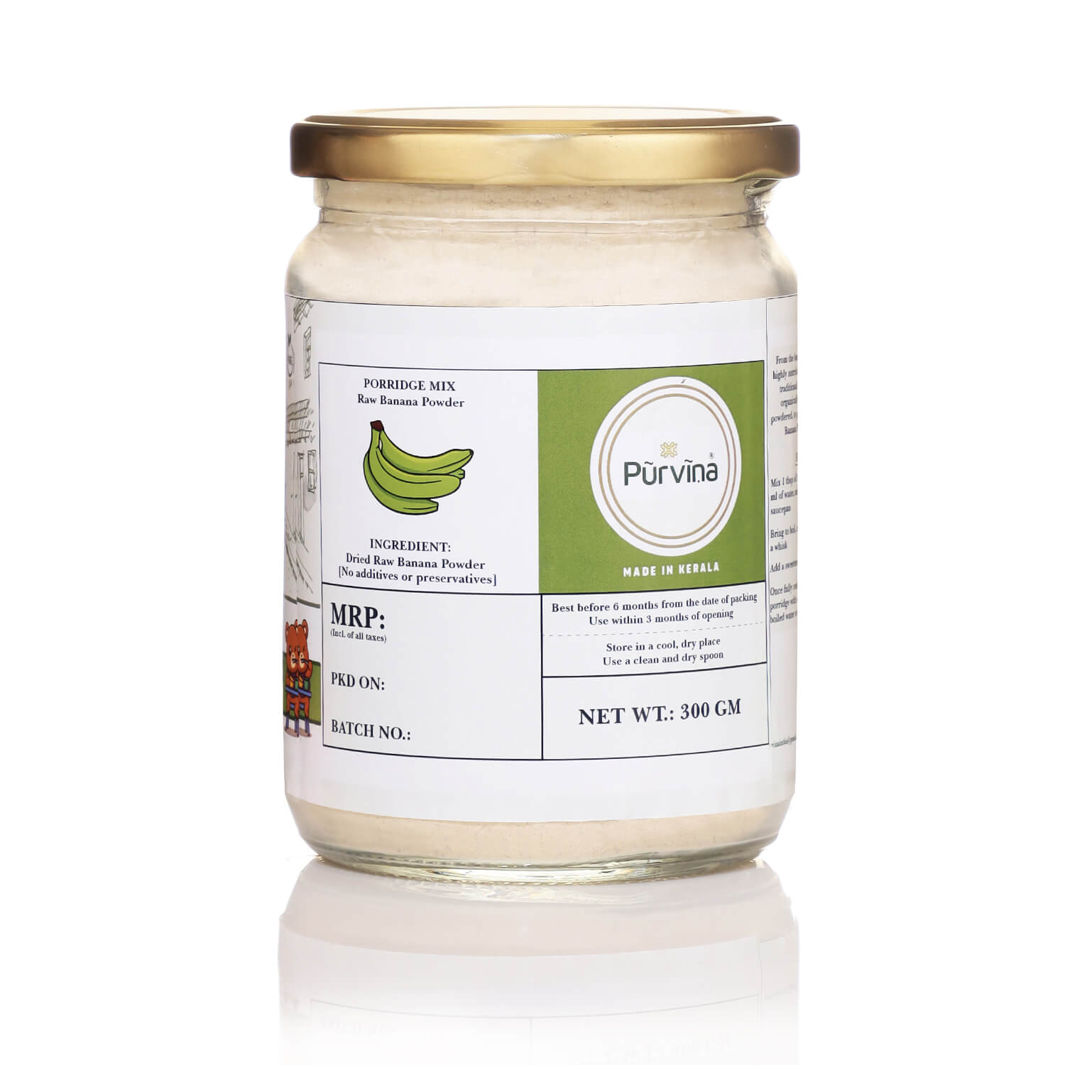 Pūrvīṇa Banana Porridge Mix For Infants (Kunnankaya/Kannankaya powder) from Organically-Grown Raw Banana