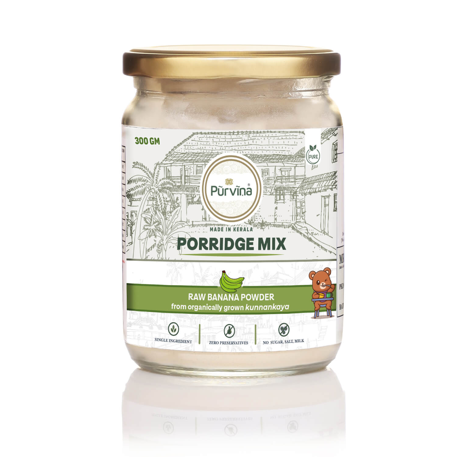 Pūrvīṇa Banana Porridge Mix For Infants (Kunnankaya/Kannankaya powder) from Organically-Grown Raw Banana