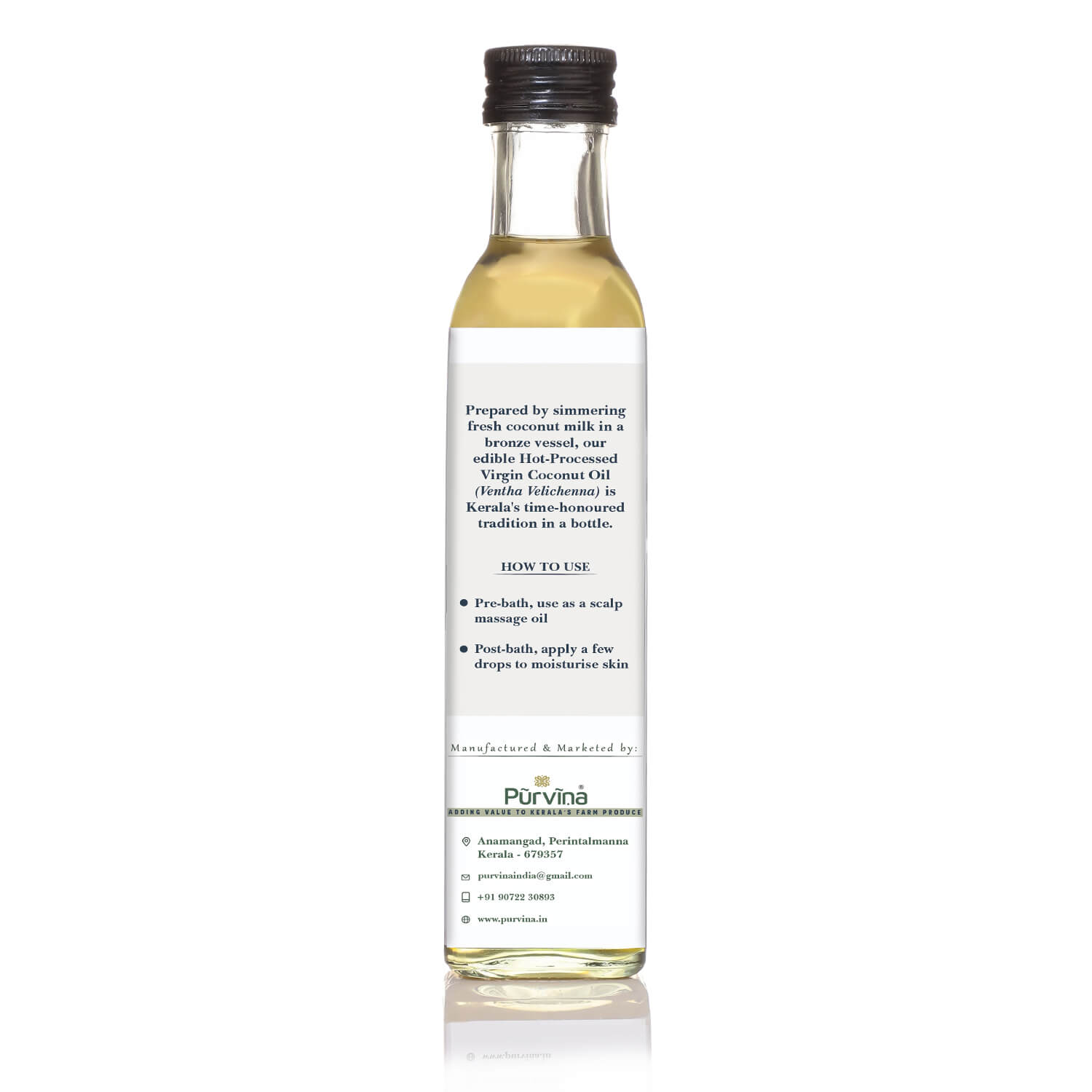 Pūrvīṇa Pure Hot Processed Virgin Coconut Oil (Ventha Velichenna/Urukku Velichenna) for Babies and Toddlers