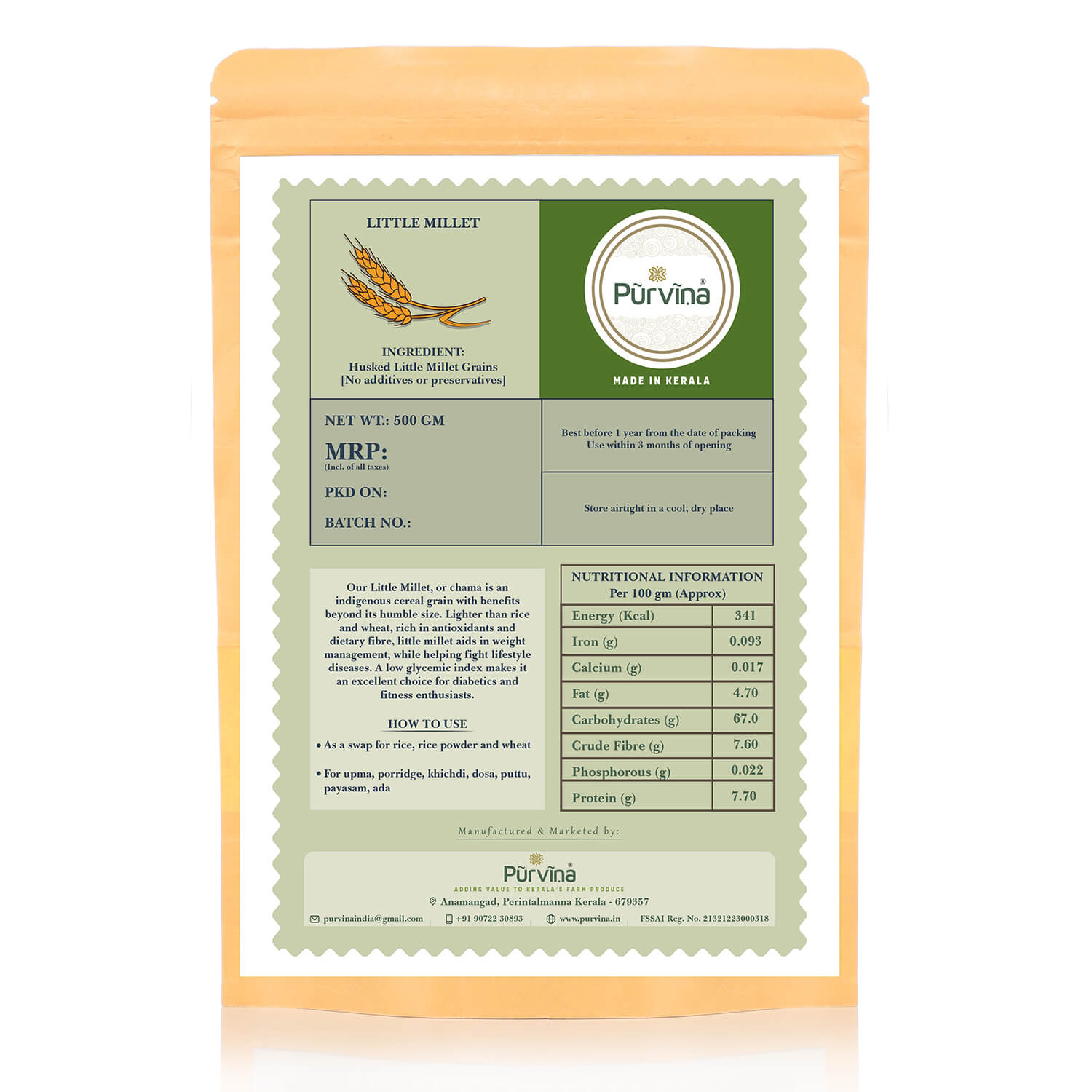 Pūrvīṇa Organically-Grown Little Millet