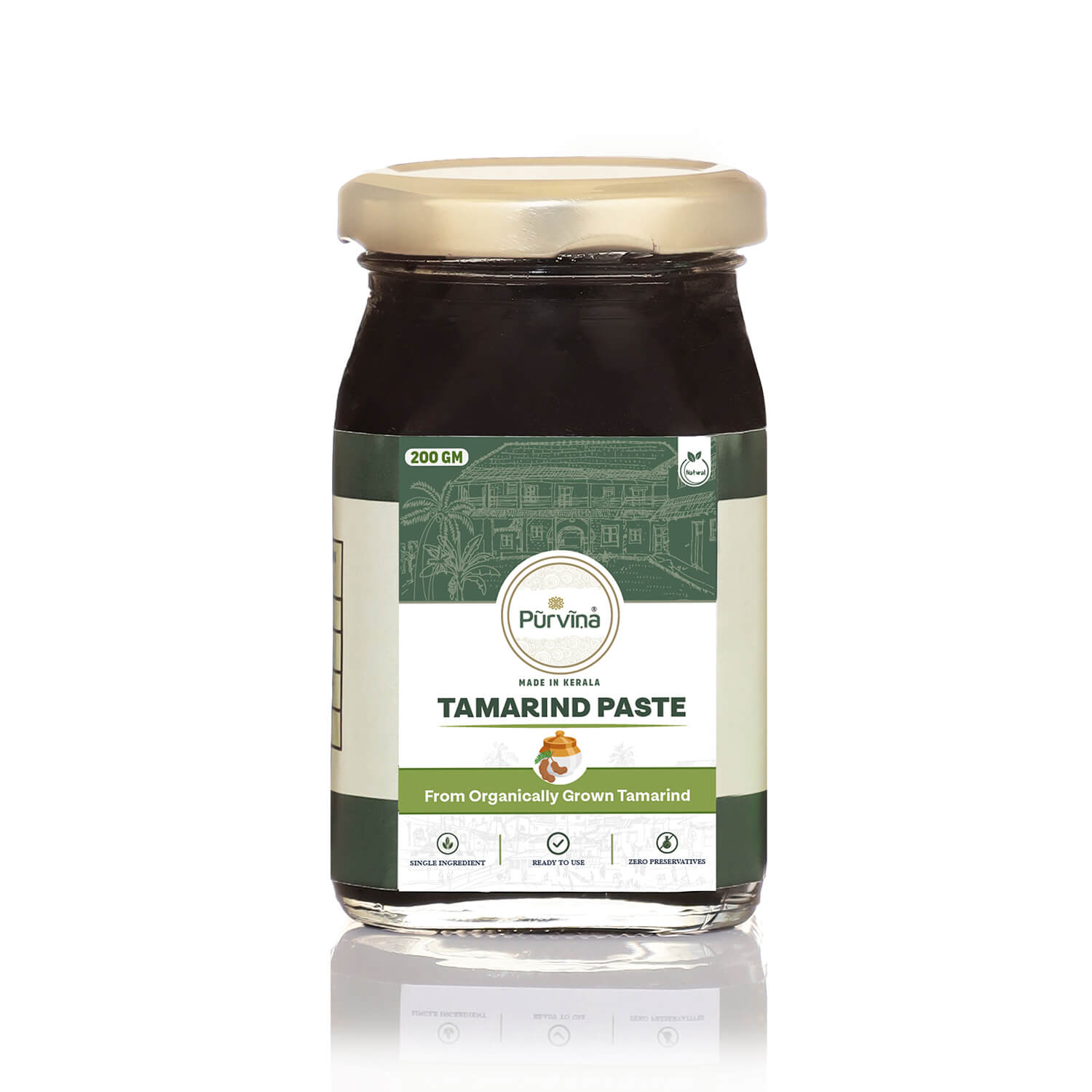 Pūrvīṇa 100% Natural Tamarind Paste from Organically-Grown Tamarind