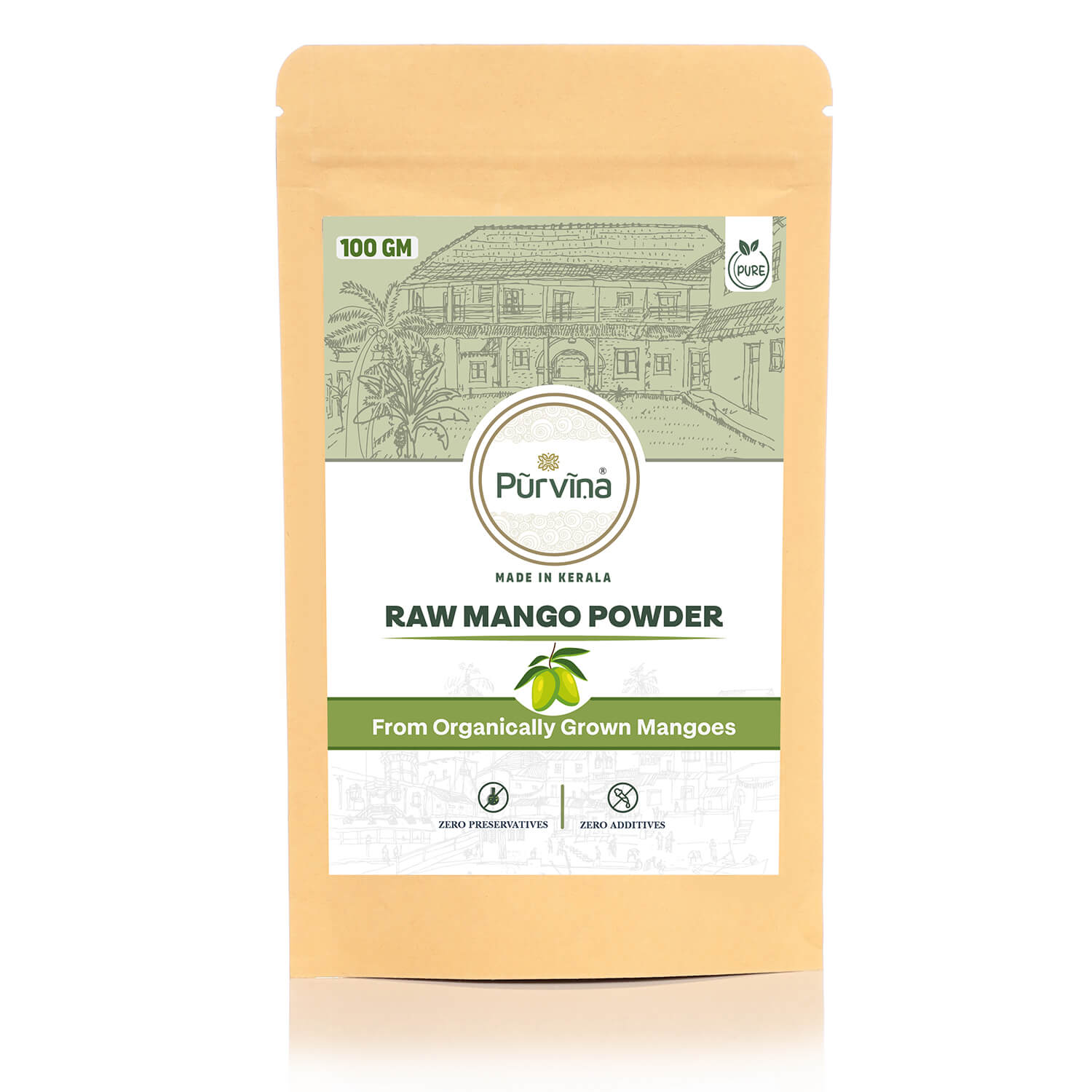 Pūrvīṇa 100% Natural Raw Mango Powder from Organically Grown Mangoes