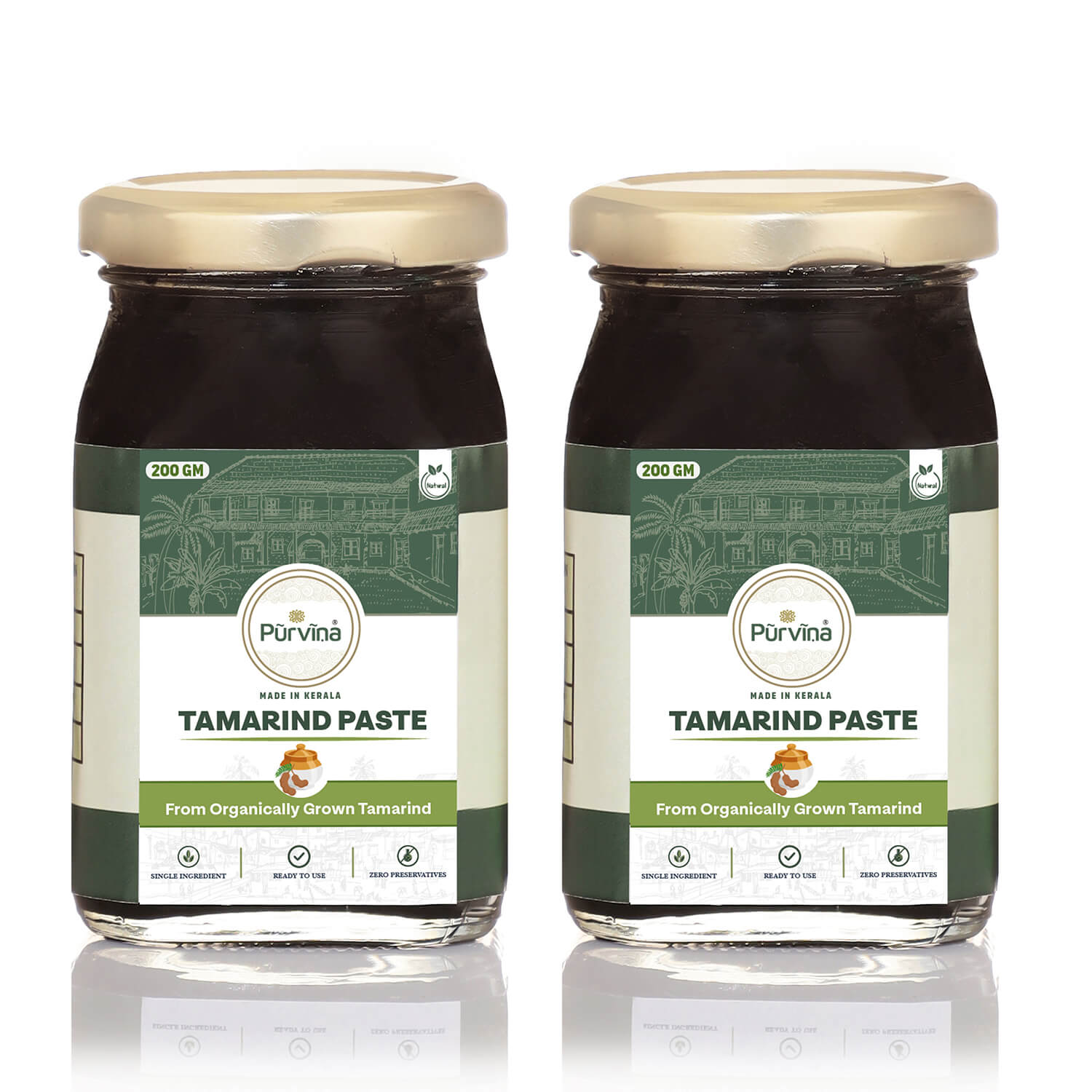 Pūrvīṇa 100% Natural Tamarind Paste from Organically-Grown Tamarind